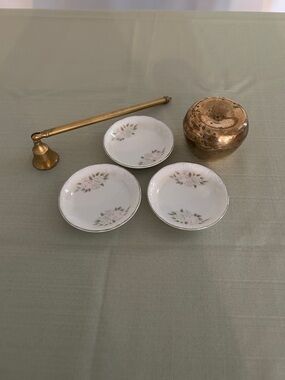 Vintage Sheffield China Butter Pats with Floral Accent (Set of 3) 4 in diameter